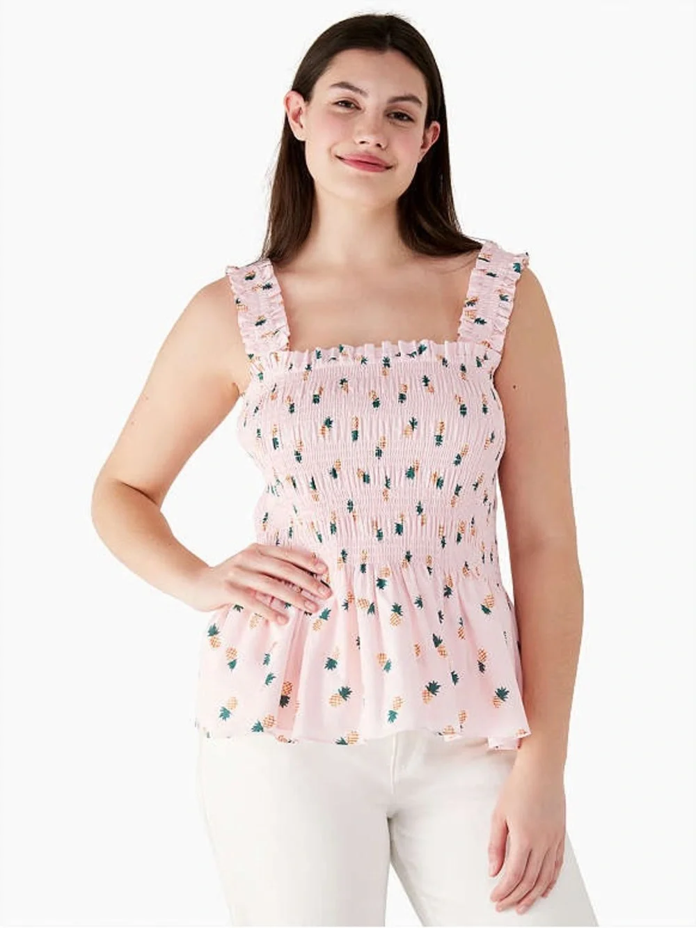 KATE SPADE | Pink Pineapple Smock Shirt XL